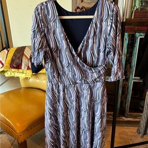 Elegant Blue Patterned Dress